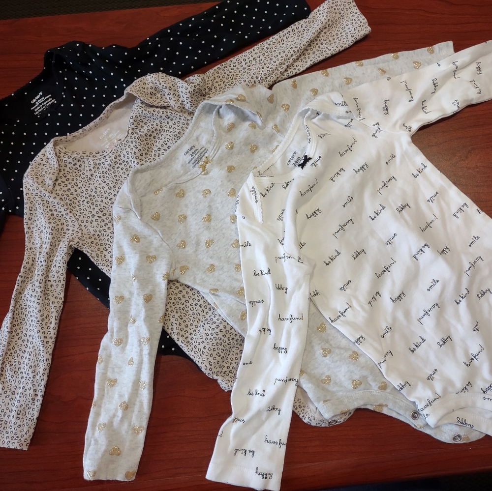 Four pack of long sleeve onesies, chic colors